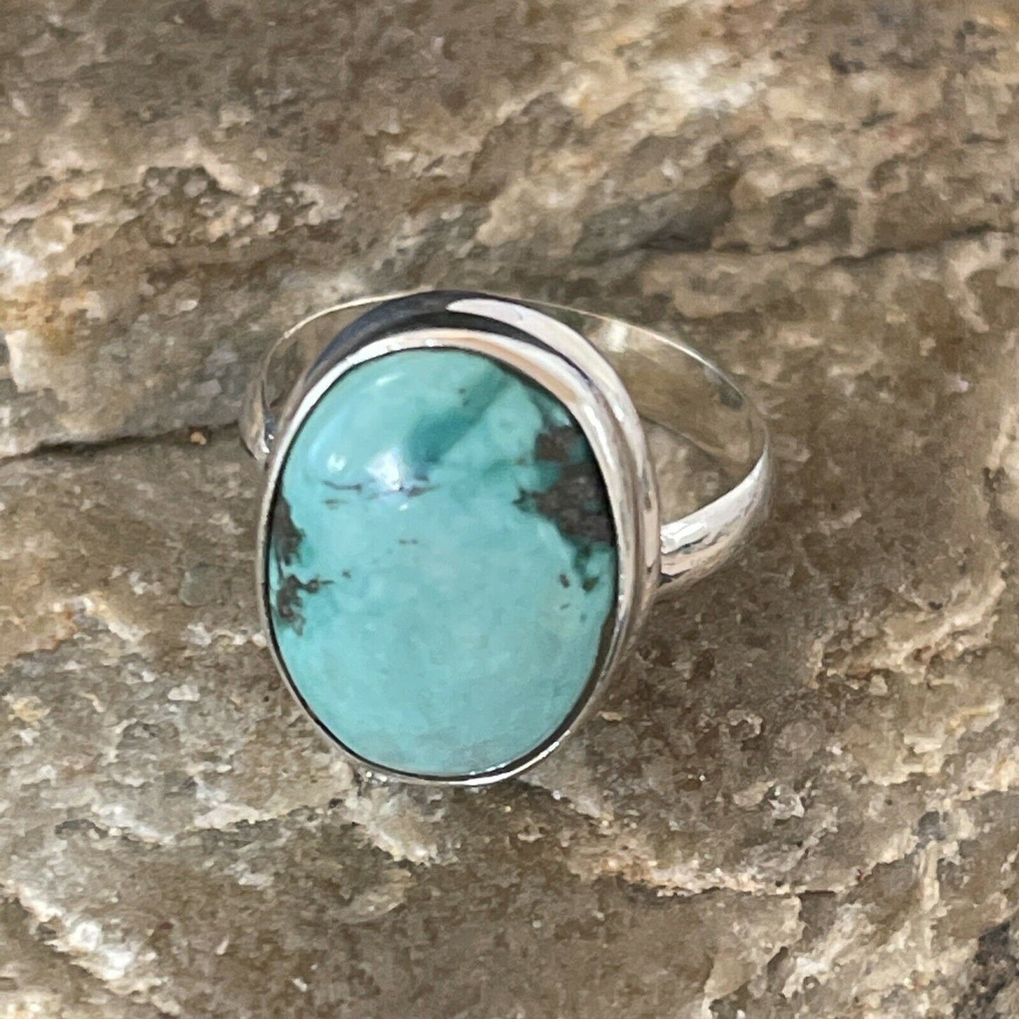 Navajo Spiderweb Blue Turquoise Ring | Sterling Silver | Sz 6.5 | Authentic Native American Handmade | 11446