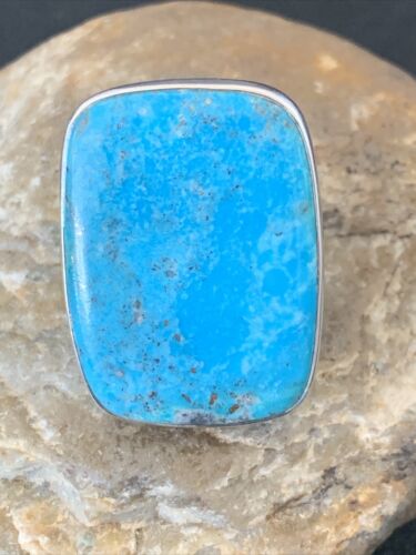 Southwestern Navajo Blue Kingman Turquoise Ring | Sterling Silver | Sz 8 | 11567
