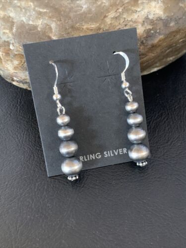 Native American Navajo Pearls Earrings | Sterling Silver | 1.5" | 13201 - Masha USA