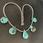 Navajo Teardrop Blue Turquoise Necklace | Sterling Silver Pearls | 20" | 13960