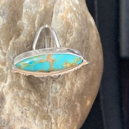 Southwestern Navajo Blue Kingman Turquoise Ring | Sterling Silver | Sz 9 | 13528