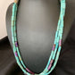 Navajo Blue Turquoise Jasper Bead Necklace | 3-Strand Sterling Silver | 24" | Authentic Native American Handmade | 12512