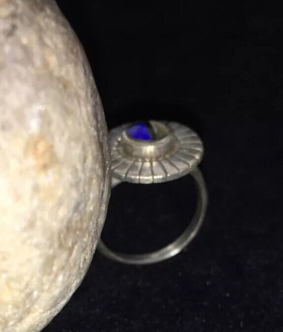Navajo Lapis & Opal Ring | Authentic Native American Sterling Silver | Multi-Stone | Sz 5.5 | 01801