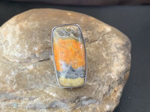 Southwestern Navajo Yellow Bumble Bee Jasper Ring | Sterling Silver | Sz 7 | 11551