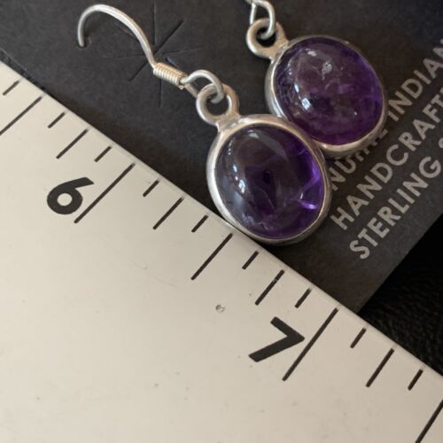 Navajo Purple Amethyst Dangle Drop Earrings | Sterling Silver | Authentic Native American Handmade | 12685