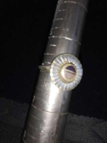 Navajo Women's Black Onyx & Tiger's Eye Pearl Ring | Authentic Native American Sterling Silver | Multi-Stone | Sz 6 | 1740