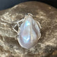 Women's White Baroque Pearl Adjustable Ring | Sterling Silver | Sz 7.5 | 14262