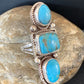 Navajo Blue Turquoise Cluster Ring | Authentic Native American Sterling Silver | Multi-Stone | Sz 10 | 2119