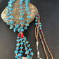 Santo Domingo Shell Turquoise Bead Pendant Jacla Necklace | 2 Strand | Pearls | Native American Handmade | 14633