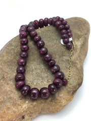 Authentic Native American Ruby Bead Necklace | Navajo Gold-Filled | 17" | Christmas Jewelry