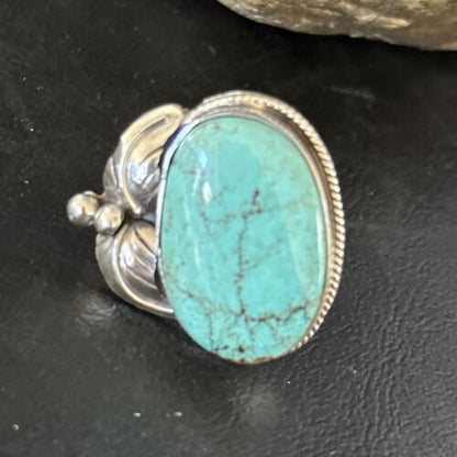 Navajo Blue Turquoise #8 Ring | Sterling Silver | Sz 9.5 | Authentic Native American Handmade | 14291