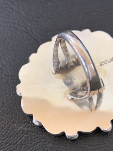 Navajo Green Turquoise Cluster Ring | Authentic Native American Sterling Silver | Multi-Stone | Sz 7.5 | 12189