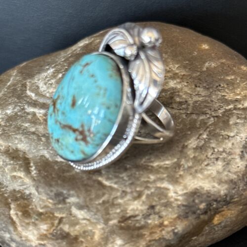 Navajo Blue Turquoise #8 Rings | Sterling Silver | Sz 10 | Authentic Native American Handmade | 14293