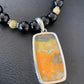 Men's Navajo Pearls Onyx Bumblebee Jasper Necklace Pendant | Sterling Silver | Native American Handmade | 10326