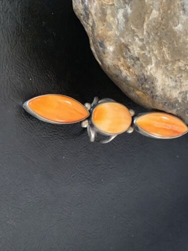 Navajo Orange Spiny Oyster Ring | Authentic Native American Sterling Silver | Multi-Stone | Sz 5.5 | 11657