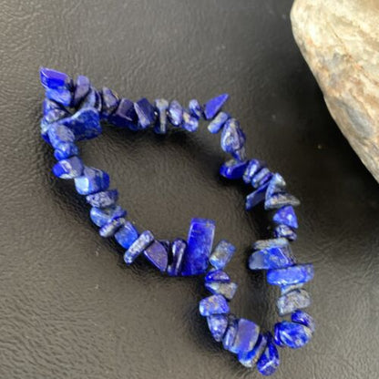 Native American Lapis Bead Bracelet | Stretch | 7" Adjustable | Men's Women's | 13314