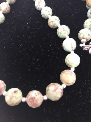 Southwestern Green Turquoise Sterling Silver 8mm Bead Necklace | 21" | Navajo Handmade