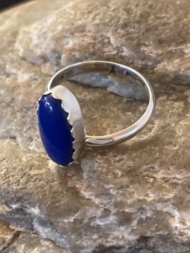 Native American Navajo Sterling Silver Navy Blue Lapis Ring | Sz 7 | 1131