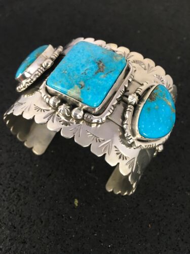Native American Ithaca Peak Turquoise Men's Bracelet | Sterling Silver | 8816 - Masha USA