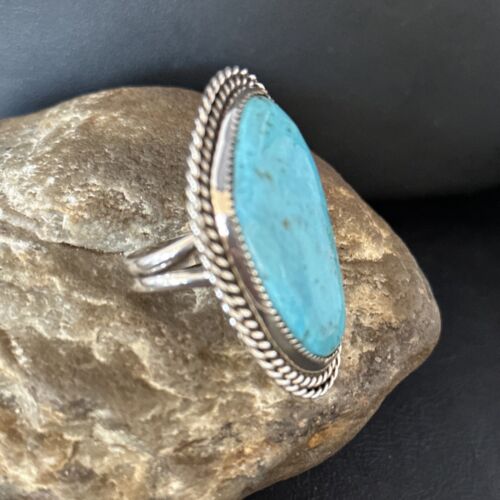 Native American Sterling Silver Blue Kingman Turquoise Ring | Sz 9 | 14550