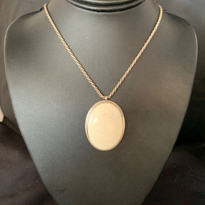 Men's Navajo Pearl White Buffalo Turquoise Pendant | Sterling Silver Necklace | Authentic Native American | 13741