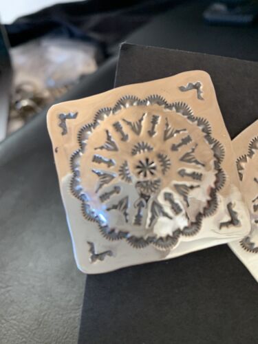 Southwestern Women's Navajo Stamped Earrings | Sterling Silver | Authentic Native American Handmade | 1677