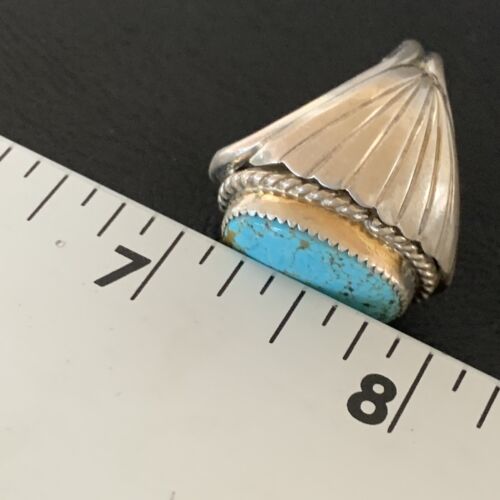 Navajo Blue Kingman Turquoise Ring | Sterling Silver | Sz 8.5 | Authentic Native American Handmade | 11938