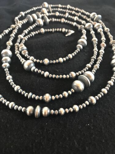 Sterling Silver Navajo Pearls Necklace | 70" | Native American | Southwestern Jewelry | 8503