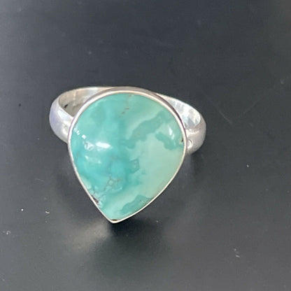 Navajo Sterling Silver Natural Blue Turquoise Ring | Sz 9 | Authentic Native American Handmade | 11436 - Masha USA