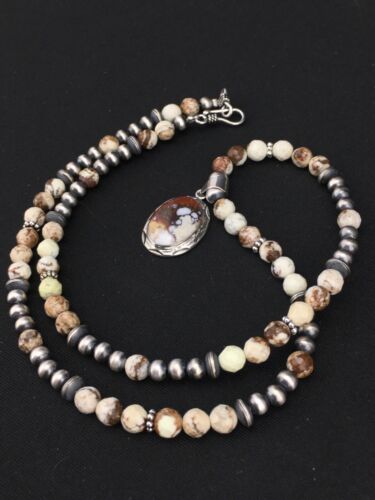 Navajo Wild Horse Turquoise Necklace Pendant | Sterling Silver | 20" | Authentic Native American Handmade | 12107