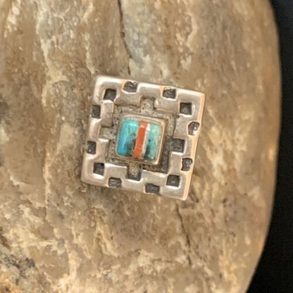 Southwestern Women's Navajo Blue Turquoise Spiny Oyster Inlay Ring | Sz 6 | 13168