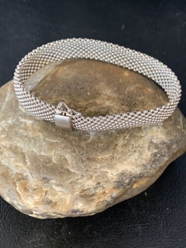 Native American Indian American Mesh Bracelet 8” Sterling Silver 14193