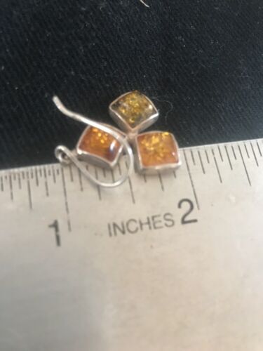 Southwestern Navajo Gold Amber Earrings | Sterling Silver Handmade | 1" | 13105