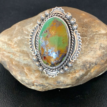 Native American Women's Navajo Green Turquoise Ring | Sterling Silver | Sz 6.5 | 10225