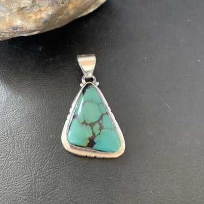 Navajo Men's Pendant | Sterling Silver Spiderweb Turquoise | 2" | Authentic Native American Handmade | 10755