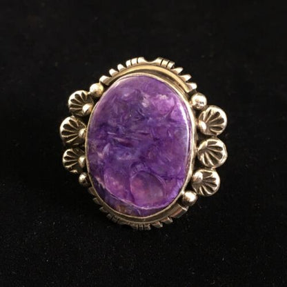 Native American Navajo Purple Charoite Ring | Sterling Silver | Sz 9 | 10109