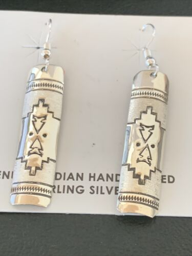Navajo Stamped Sterling Silver Earrings Set | Authentic Native American Handmade | 11624
