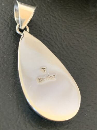 Navajo White Faux Opal Pendant | Sterling Silver | Native American Handmade | 1.50" | 1393