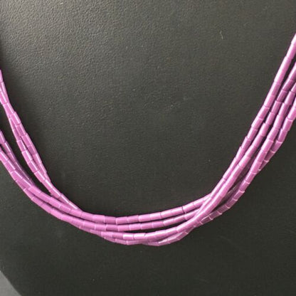 Navajo Sugilite 5-Strand Heishi Necklace | Sterling Silver Tubes | 19" | Authentic Native American Handmade | 10165