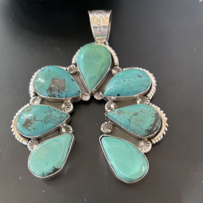Navajo Pearls Naja Pendant Necklace | Multi-Stone Turquoise | Sterling Silver | Authentic Native American Handmade | 11354 - Masha USA