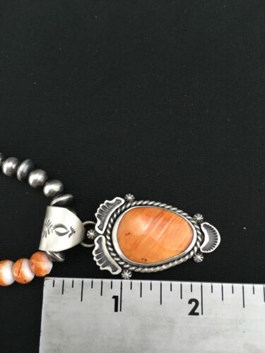 Southwestern Orange Spiny Oyster Necklace | Sterling Silver Pendant | 22" | 1241