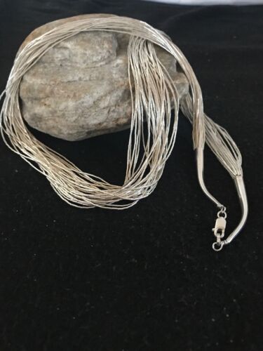 Native American Heishi Tubes Necklace | 30 Strands Liquid Sterling Silver | 23" | 8481