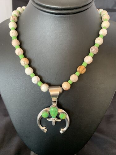 Navajo Green Turquoise Gaspeite Spiny Oyster Necklace NajaPendant | Sterling Silver | 22" | 10525