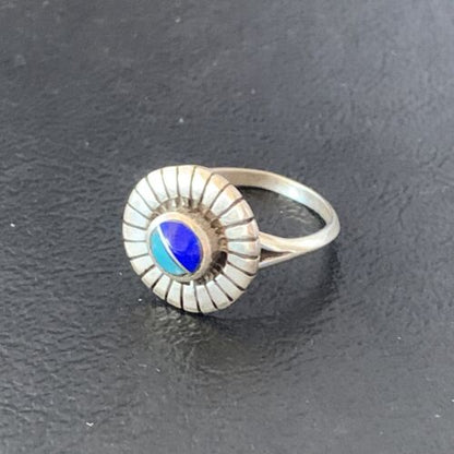 Native American Women's Navajo Blue Turquoise Lapis Inlay Ring | Sz 7 | 11197