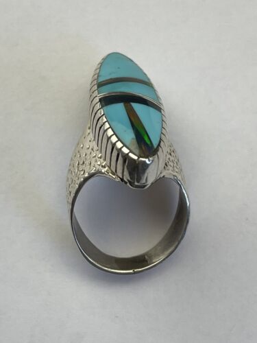 Navajo Multi-Color Opal Turquoise Inlay Ring | Sterling Silver | Sz 6.5 | Authentic Native American Handmade | 1609