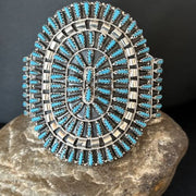 Navajo Blue Turquoise Cuff Bracelet | Sterling Silver | Authentic Native American Handmade | 14597