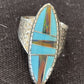 Navajo Multi-Color Opal & Turquoise Inlay Ring | Sterling Silver | Sz 7 | Authentic Native American Handmade | 1579