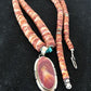 Navajo Sterling Silver Turquoise Spiny Oyster Bead Necklace Pendant | Southwestern Native American