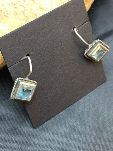 Navajo Blue Topaz Earrings | Sterling Silver | Authentic Native American Handmade | 8989