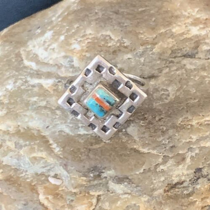 Southwestern Women's Navajo Blue Turquoise Spiny Oyster Inlay Ring | Sz 6 | 13168